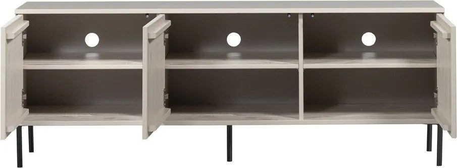 Jasnoszara szafka pod TV z litego drewna sosnowego 150x56x44 cm New Gravure – WOOOD