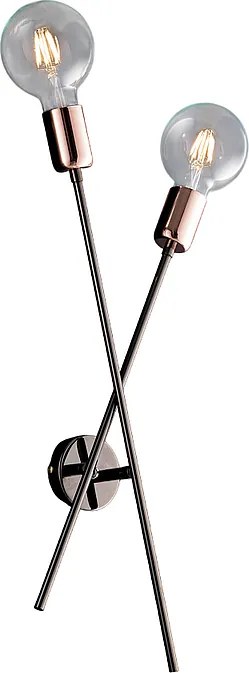 Kinkiet Bloom w kolorze czarnym chromowanym i miedzianym, 2 światła, szer. 20 cm, gł. 9 cm BL200-AP2-NR