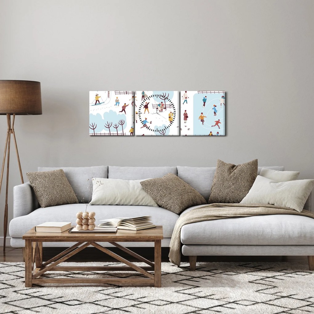Obraz - Wesołej zimy (z zegarem) (90x30 cm)