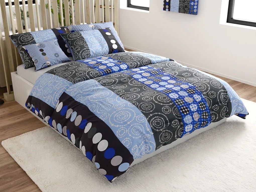 PrzytulneMieszkanie.pl PrzytulneMieszkanie.pl Pościel bawełniana CIRCLES BLUE, niebieska Rozmiar pościeli: 70 x 90 cm | 140 x 200 cm
