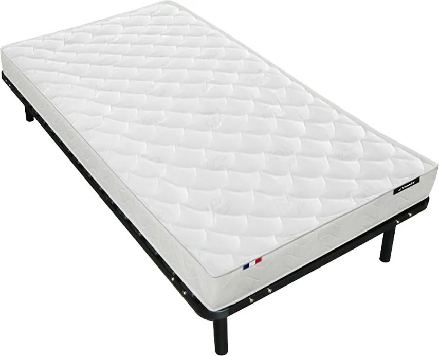 Zestaw stelaża z listwami + materaca 90 x 190 cm pianka z pamięcią kształtu o grubości 19 cm - ORTHOMEMORY II marki YSMÉE