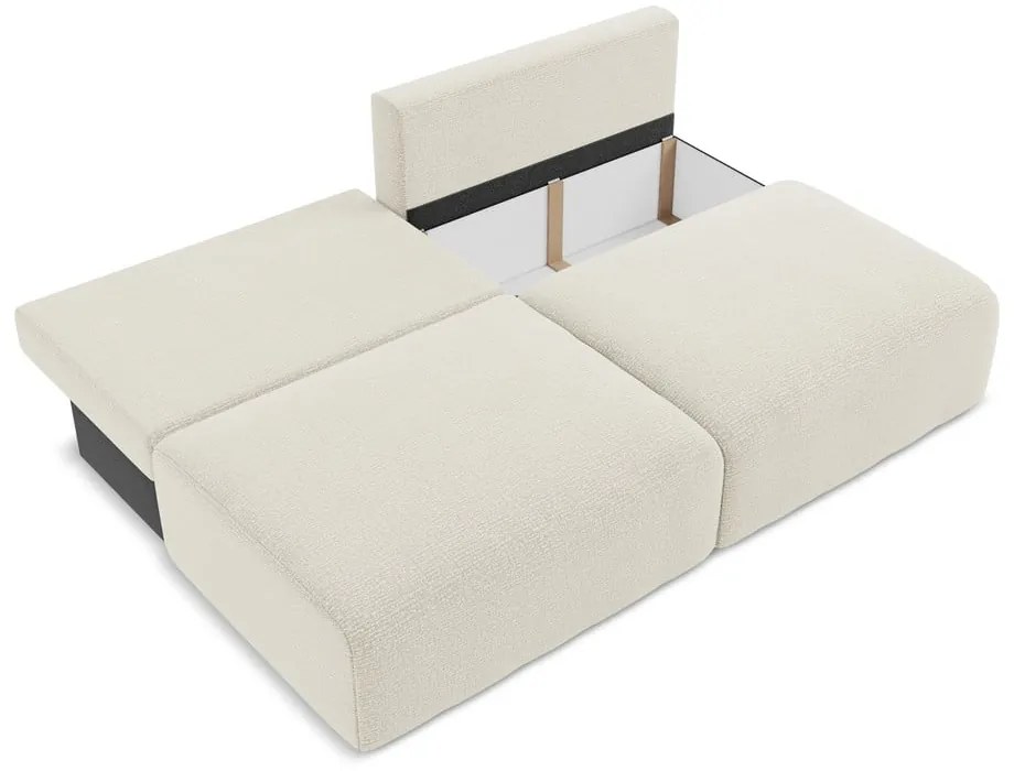 Kremowa rozkładana/ze schowkiem sofa 216 cm Kalena – Makamii