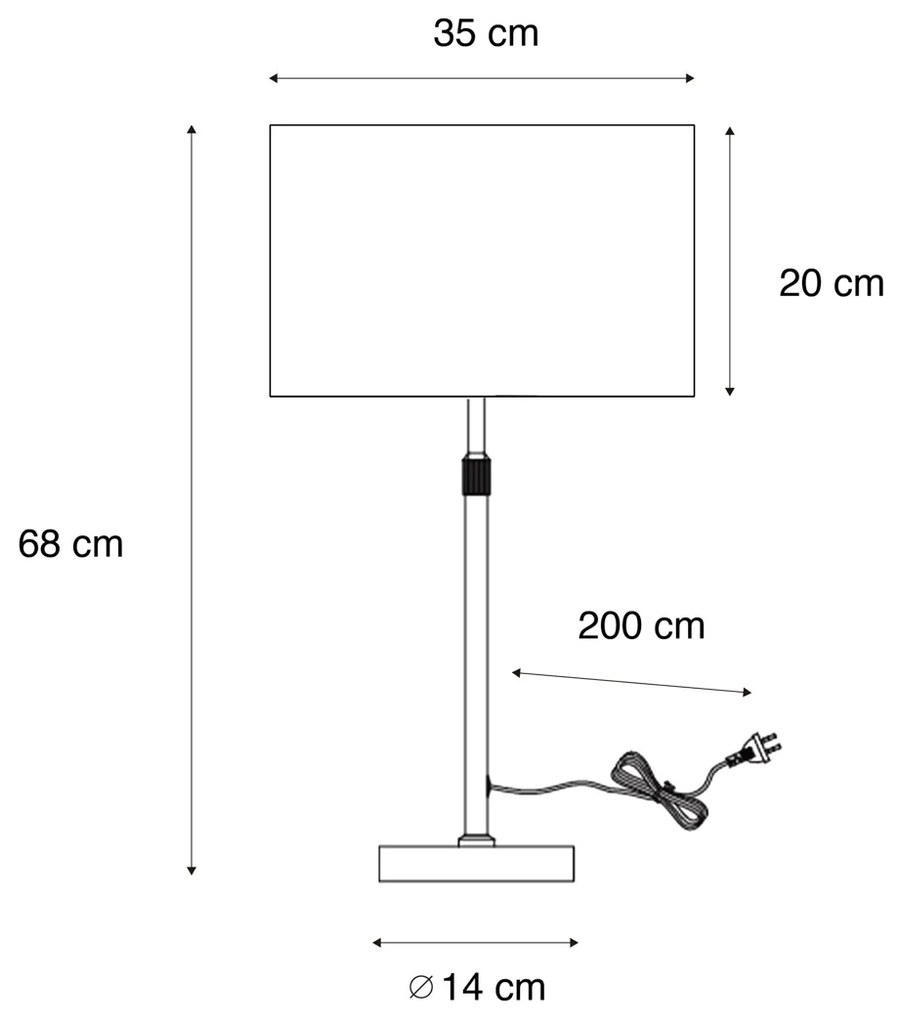 Lampka stołowa czarna z abażurem z weluru taupe 35 cm - Parte Nowoczesny Oswietlenie wewnetrzne