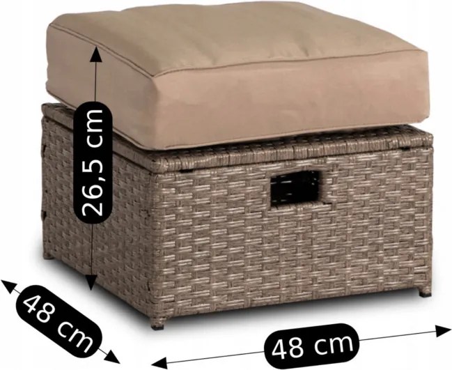 Zestaw Mebli Ogrodowych FLORYDA Beżowy Sofa Krzesła Pufy Stolik Tarasowy Technorattan Nowoczesny