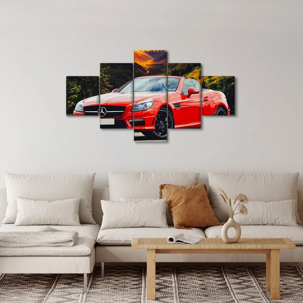 Obraz - czerwony Mercedes (125x70 cm)