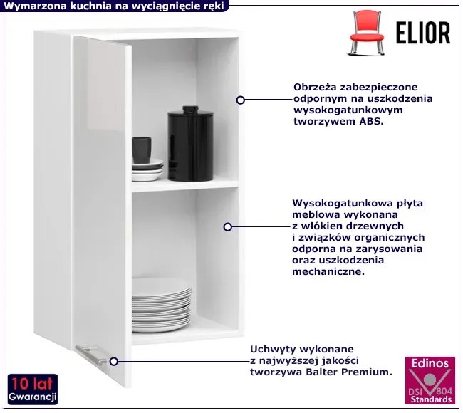 Biała wisząca górna szafka kuchenna Sarezo 10X