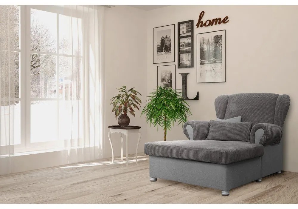 Szarobrązowy sztruksowy szezlong Lord – Ropez