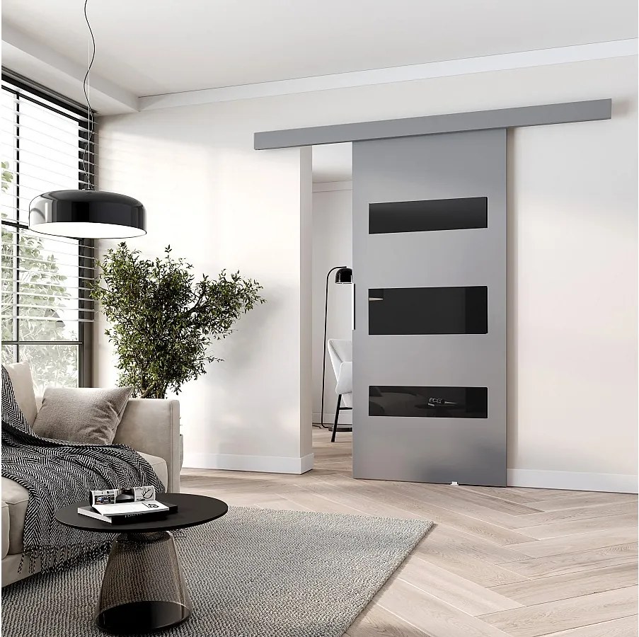 MINIO go for it, Drzwi przesuwne wewnętrzne CLEAN D 106 cm  w kolorze szarym