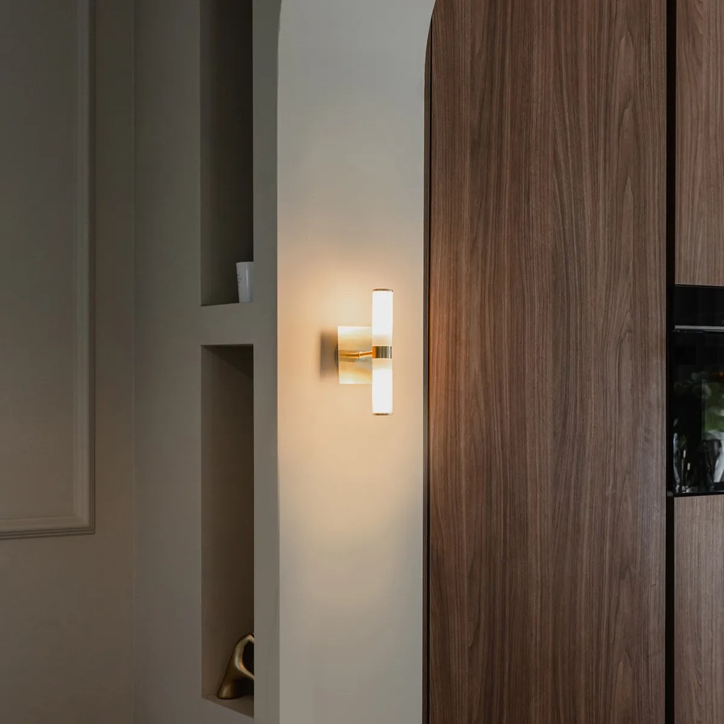 Nowoczesna lampa ścienna do łazienki złota IP44 2-punktowa - Bath Nowoczesny Oswietlenie wewnetrzne