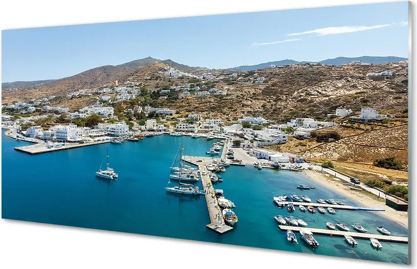 Panel Szklany Malownicze Miasto na Greckim Wybrzeżu