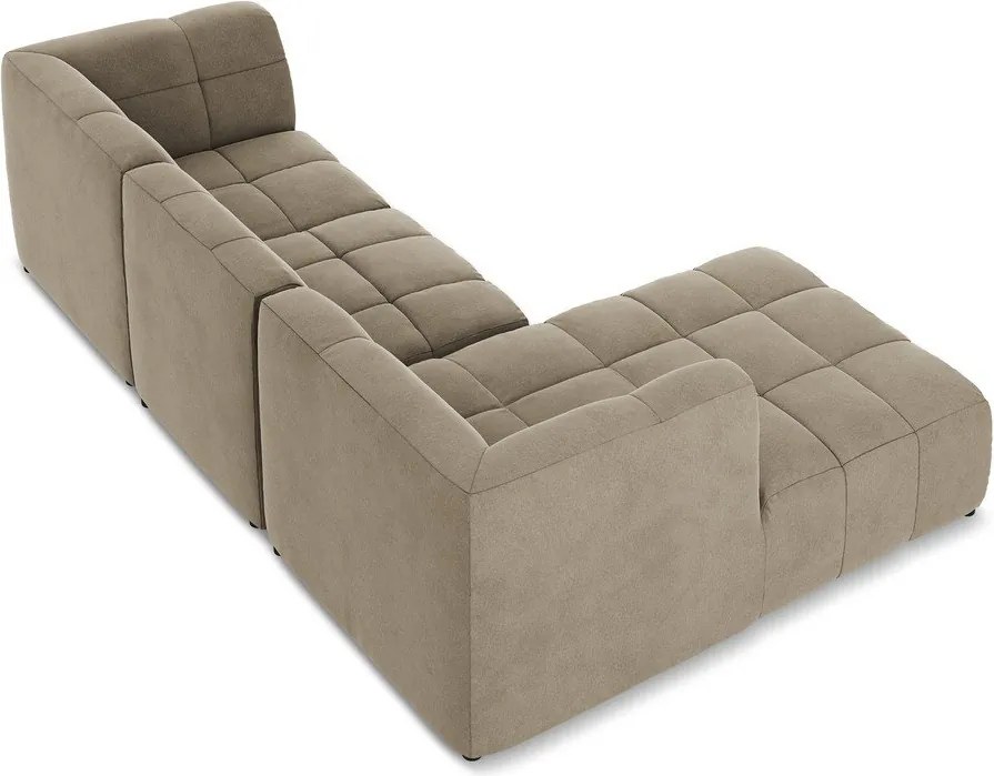 Brązowy aksamitny narożnik (lewostronny/z szezlongiem) Aloha – Makamii