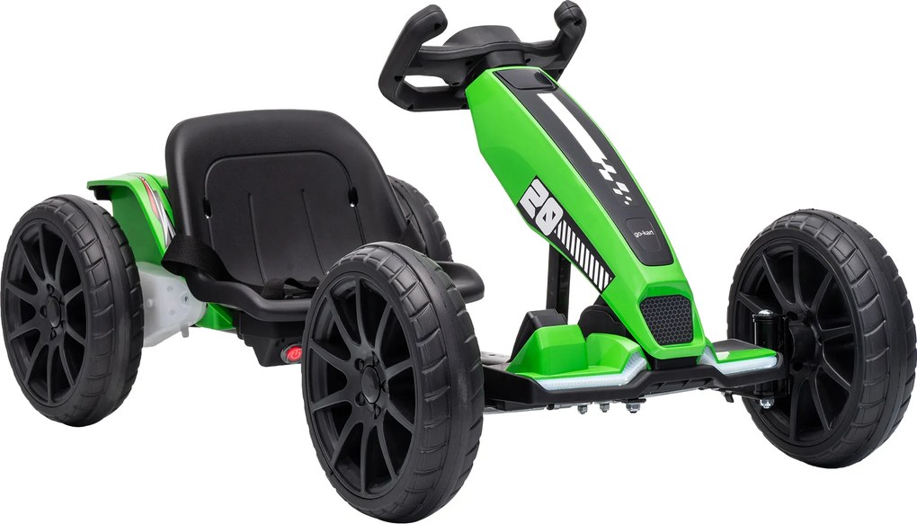 AIYAPLAY Elektryczny gokart dla dzieci 12V z 2 silnikami, 4-stopniowo regulowanym siedziskiem, systemem Soft-Start, koła EVA, reflektory LED | Aosom PL