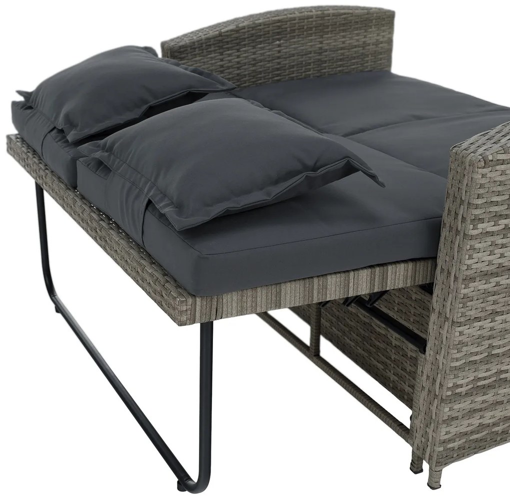 Sofa ogrodowa rattanowa MALORY, szary/naturalny
