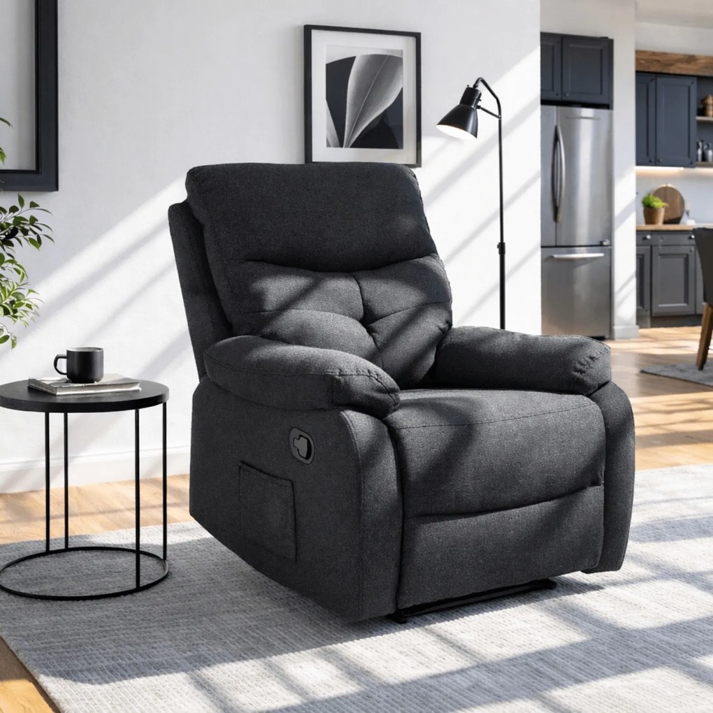 Fotel Masujący Rozkładany z Podnóżkiem INTER 2 Czarny Nowoczesny