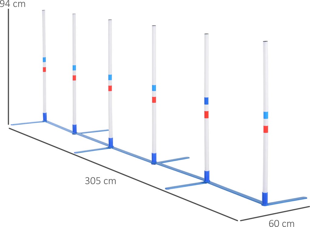 PawHut Drążki do Slalomu dla Psów Trening Agility Zestaw z Torbą PE Biały Niebieski | Aosom PL