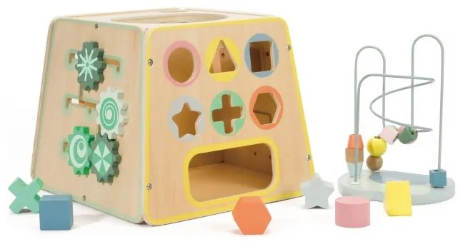 Classic world drewniana kostka edukacyjna sensoryczna 6w1