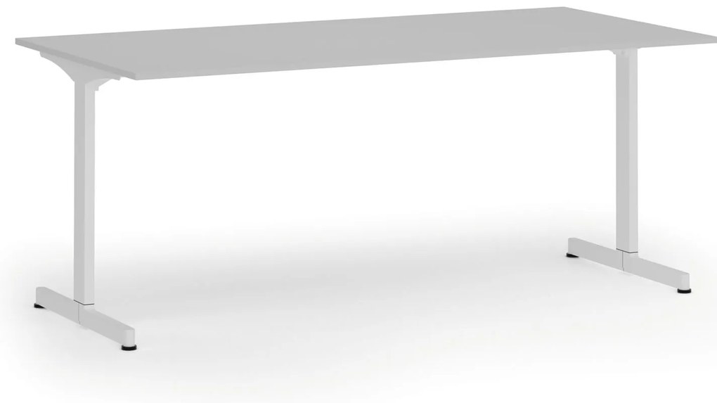 Biurko PRIMO BETA, 180x90 cm, biała podstawa, szary