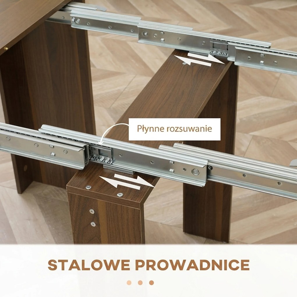 HOMCOM Stół rozkładany do jadalni nowoczesny stół kuchenny 180x85x75 cm kolor brązowy | Aosom PL