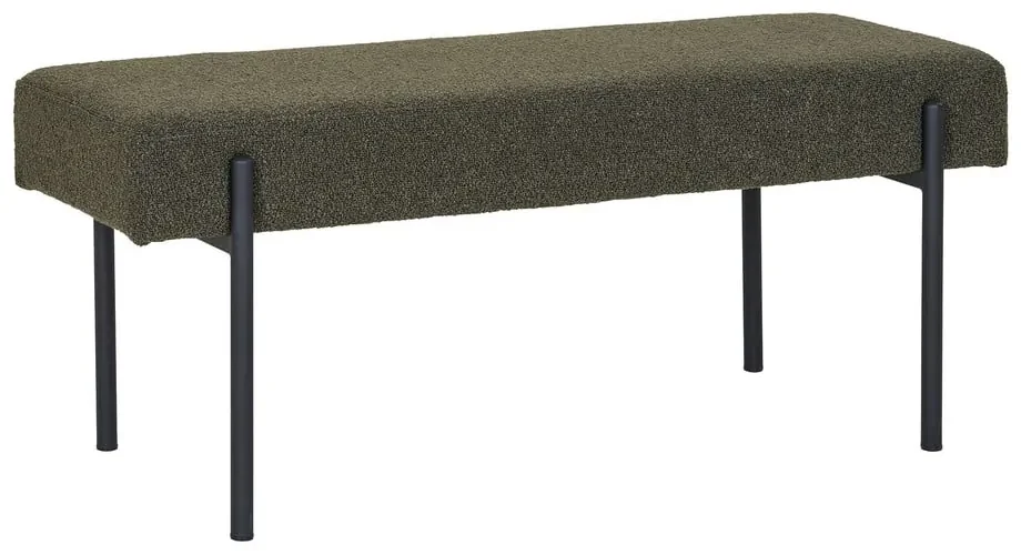 Ciemnozielona ławka z materiału bouclé Swindon – House Nordic