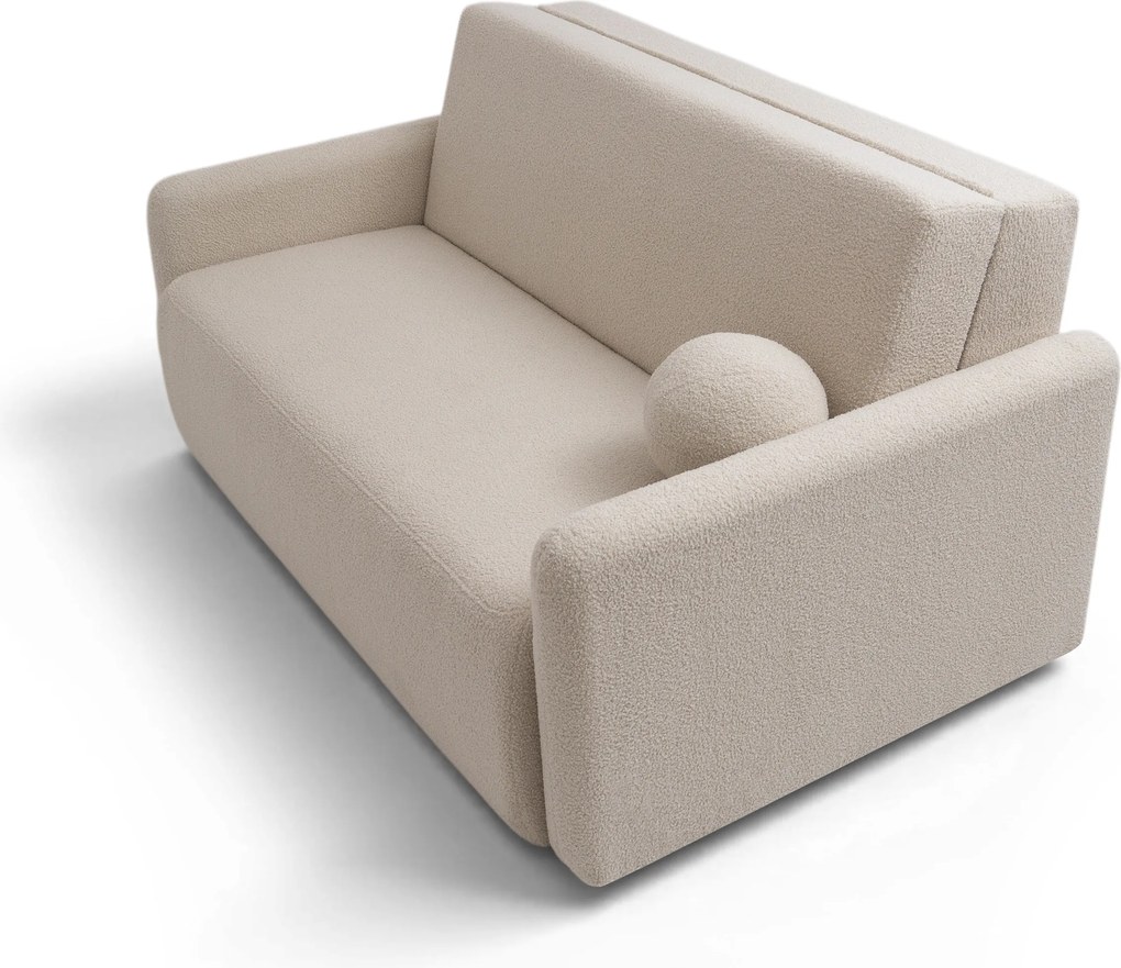 Sofa rozkładana Nido trzyosobowa 140 cm z pojemnikiem - jasny beżowy boucle Quelle 03