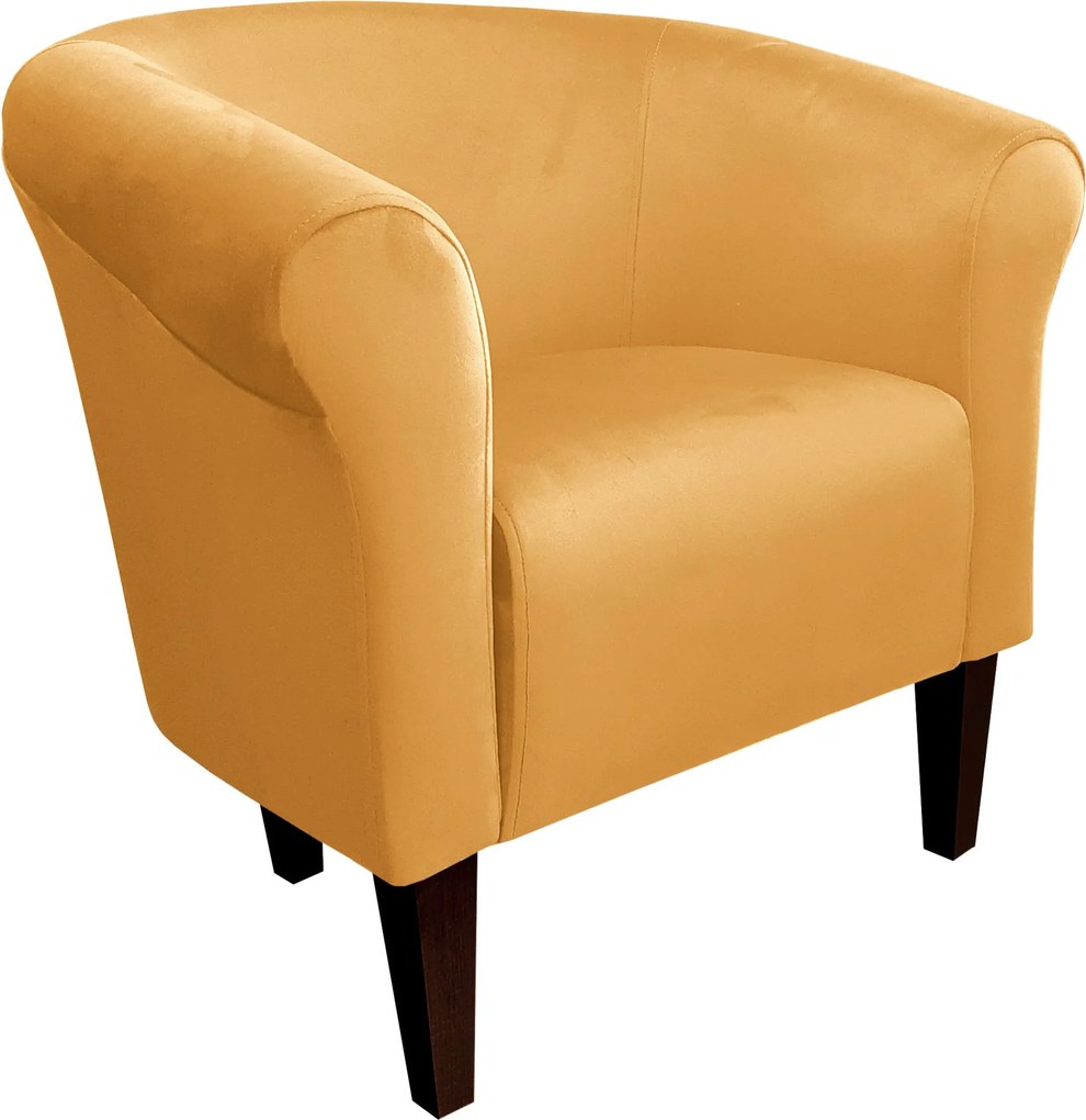 Fotel Milo tkanina Welur wygodny fotel tapicerowany do salonu i sypialni : Kolor nogi - Venge, Kolor tkaniny - VELVET - MG15, Wysokość nogi - 20 cm