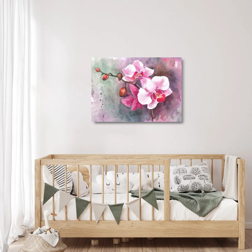 Obraz na szkle - Orchidee, akwarela (70x50 cm)