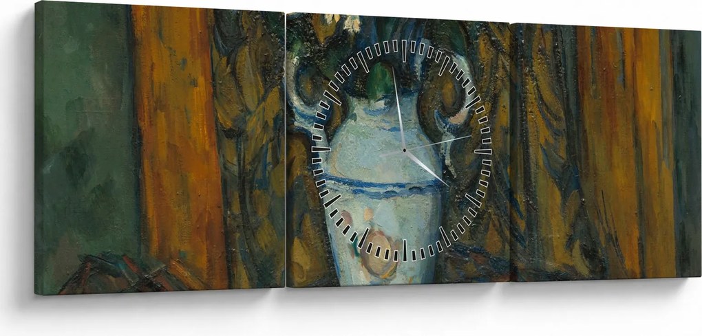 Obraz - Paul Cézanne, Vase of Flowers, reprodukcje (z zegarem) (90x30 cm)