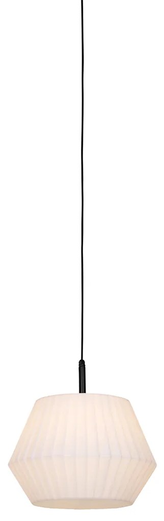 Zewnetrzna Nowoczesna lampa wisząca zewnętrzna czarna z białym kloszem 45,6 cm IP44 - Robbert Nowoczesny Oswietlenie zewnetrzne