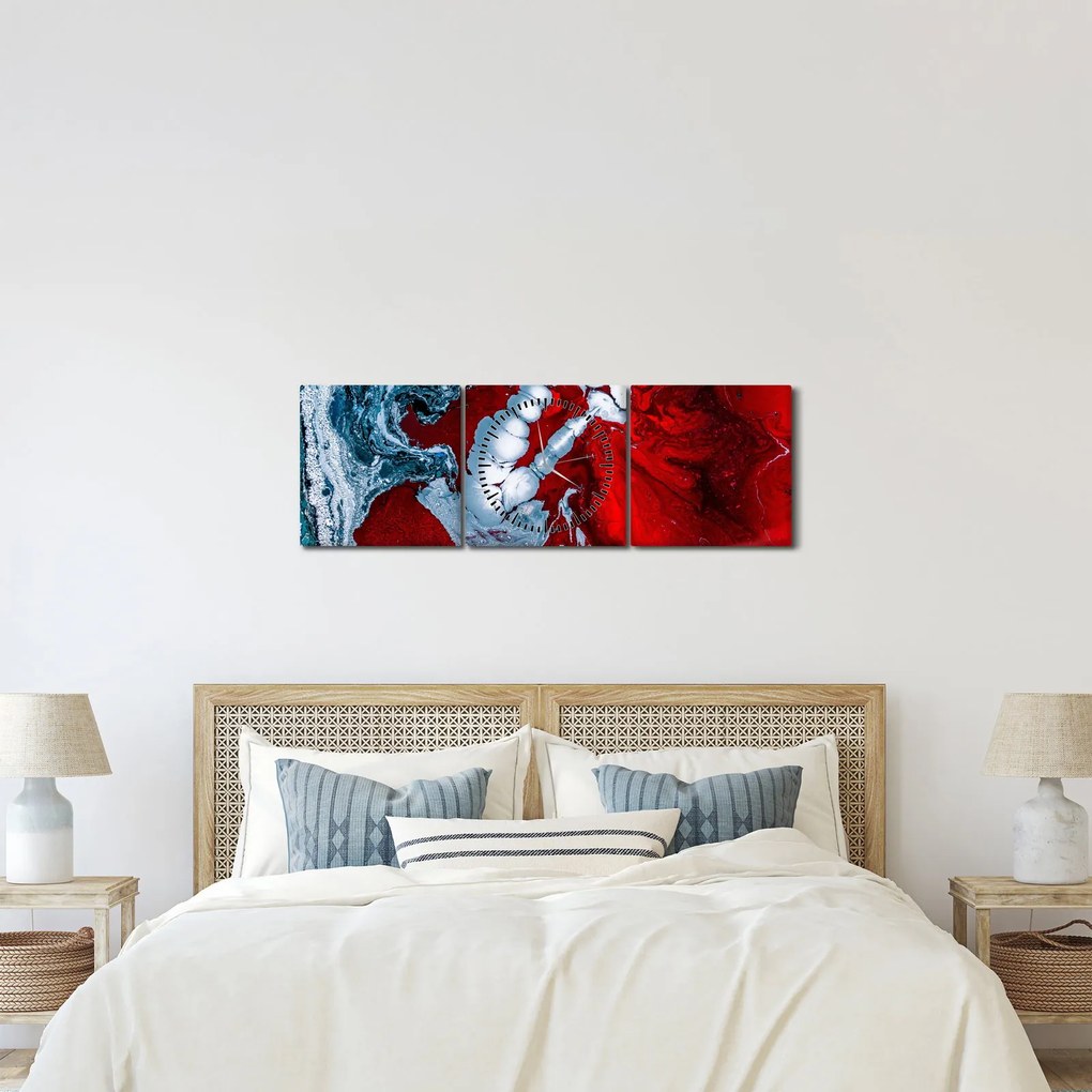 Obraz abstrakcyjnych plam (z zegarem) (90x30 cm)