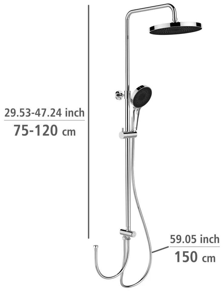 Zestaw prysznicowy ze stali nierdzewnej w kolorze błyszczącego srebra 120 cm Soft Water – Wenko