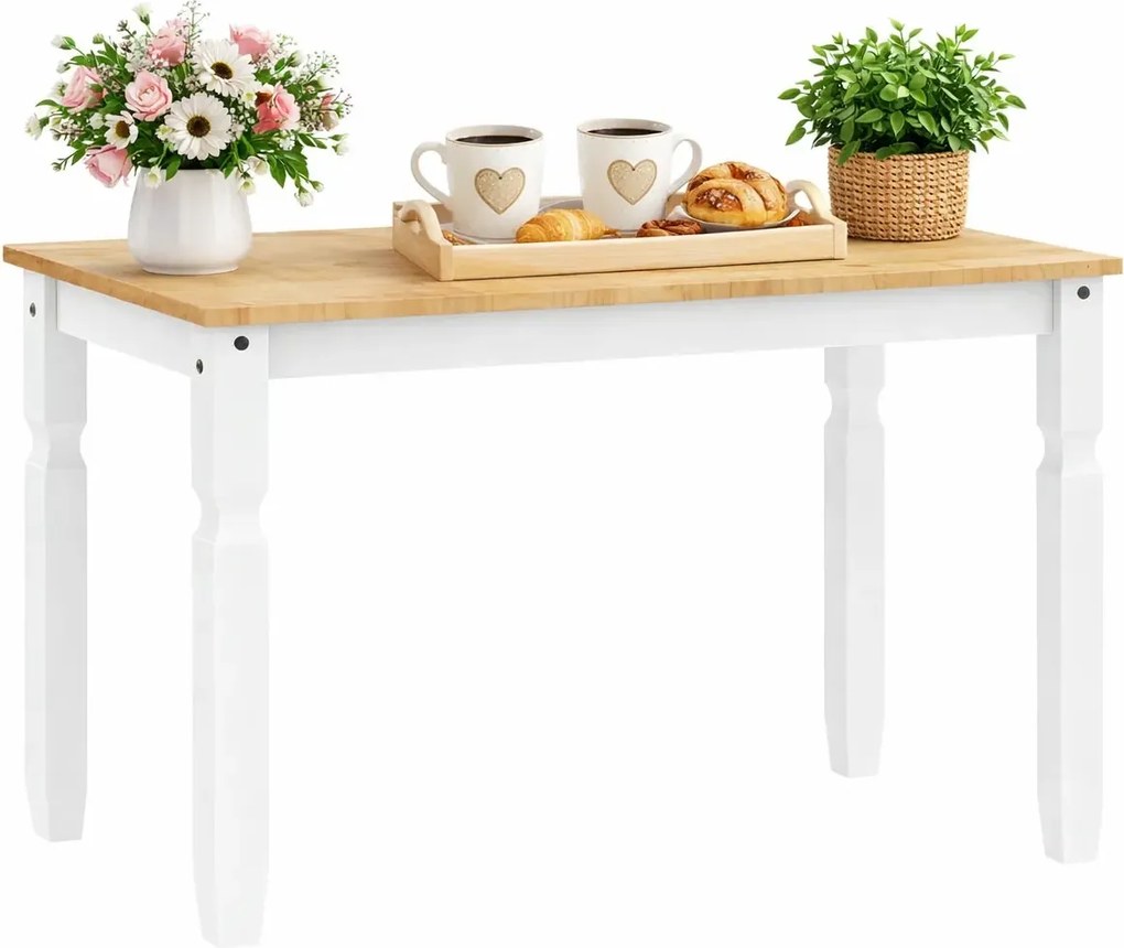 Skandynawski stół z drewna sosnowego biały + miodowy brąz E2-K30