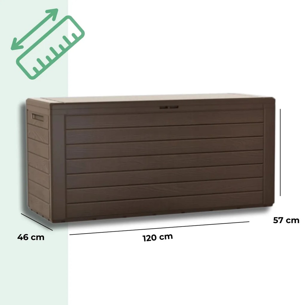Prosperplast Pojemnik do przechowywania WOODEBOX, 280L, 120x46x57cm, ciemny brąz