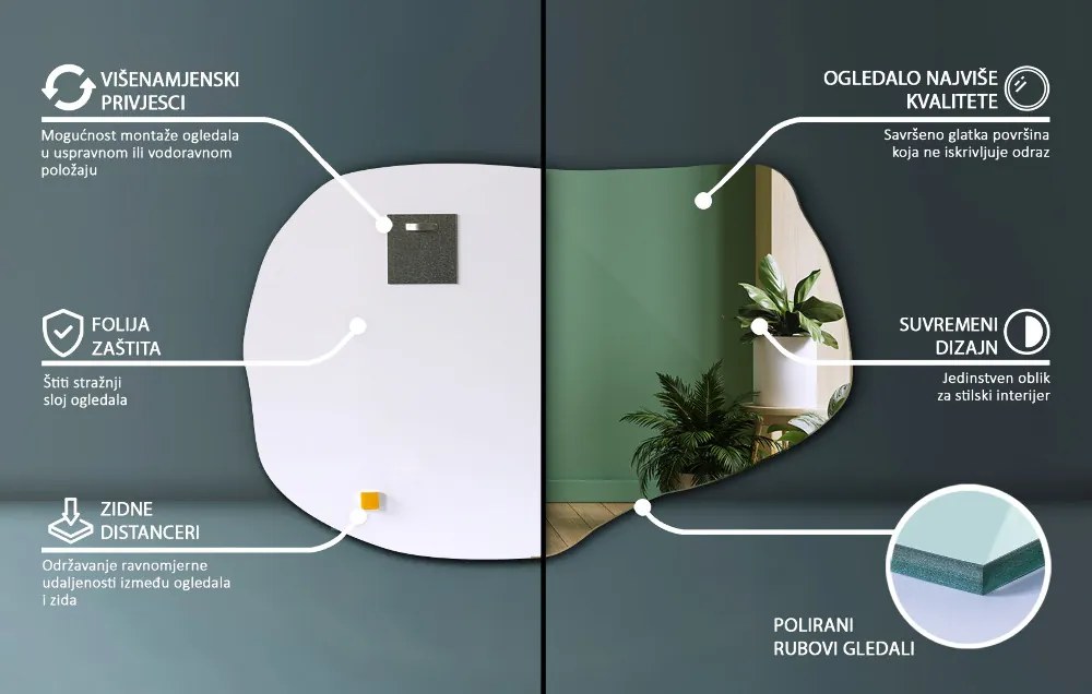 Nieregularne lustro stylowy dodatek