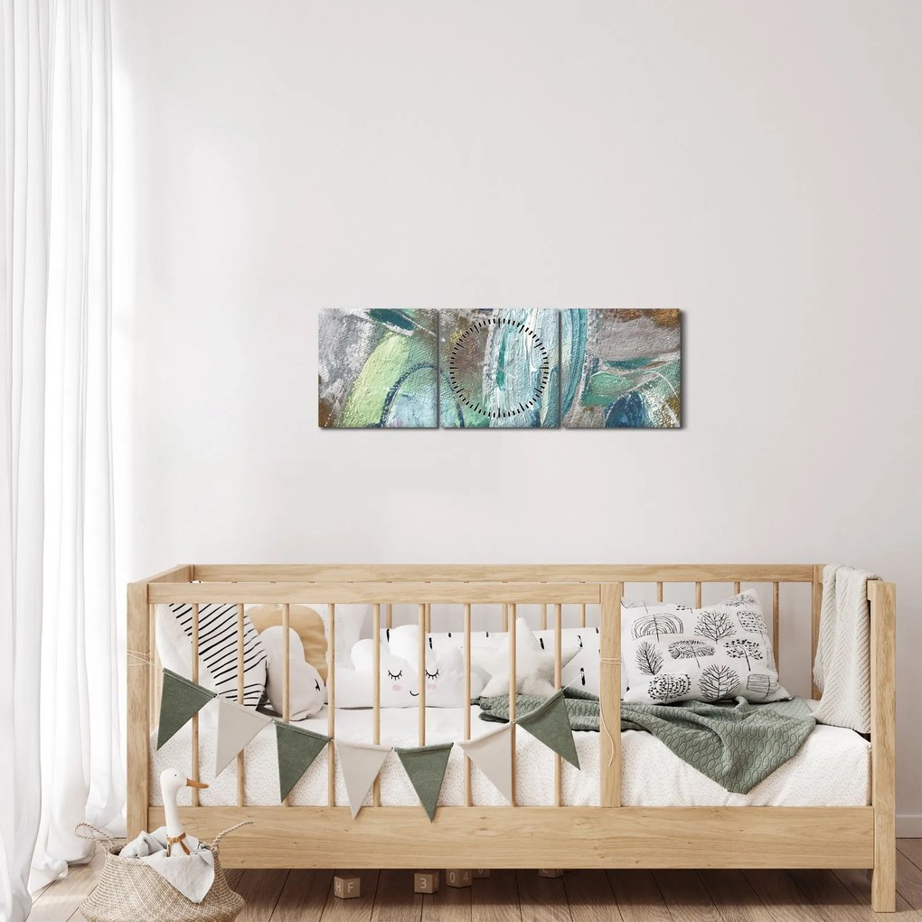 Obraz - Abstrakcyjny obraz postaci (z zegarem) (90x30 cm)