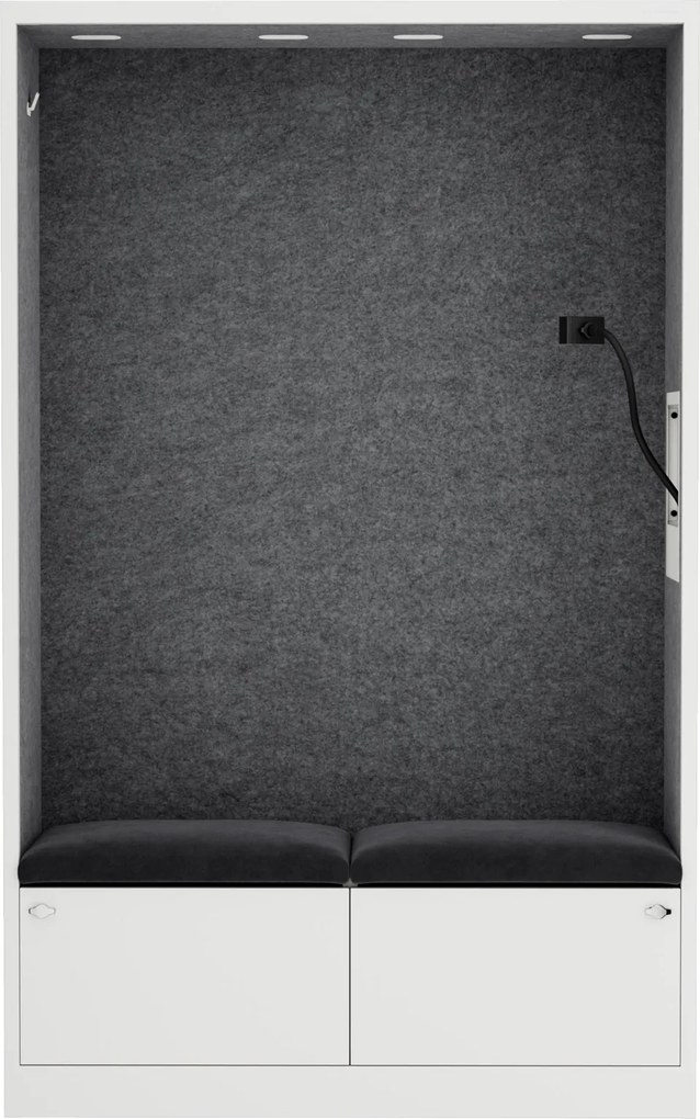 Szafa akustyczna do biura i szkoły Sally MentalBox, 115 x 40 x 185 cm, biały/ciemnoszary