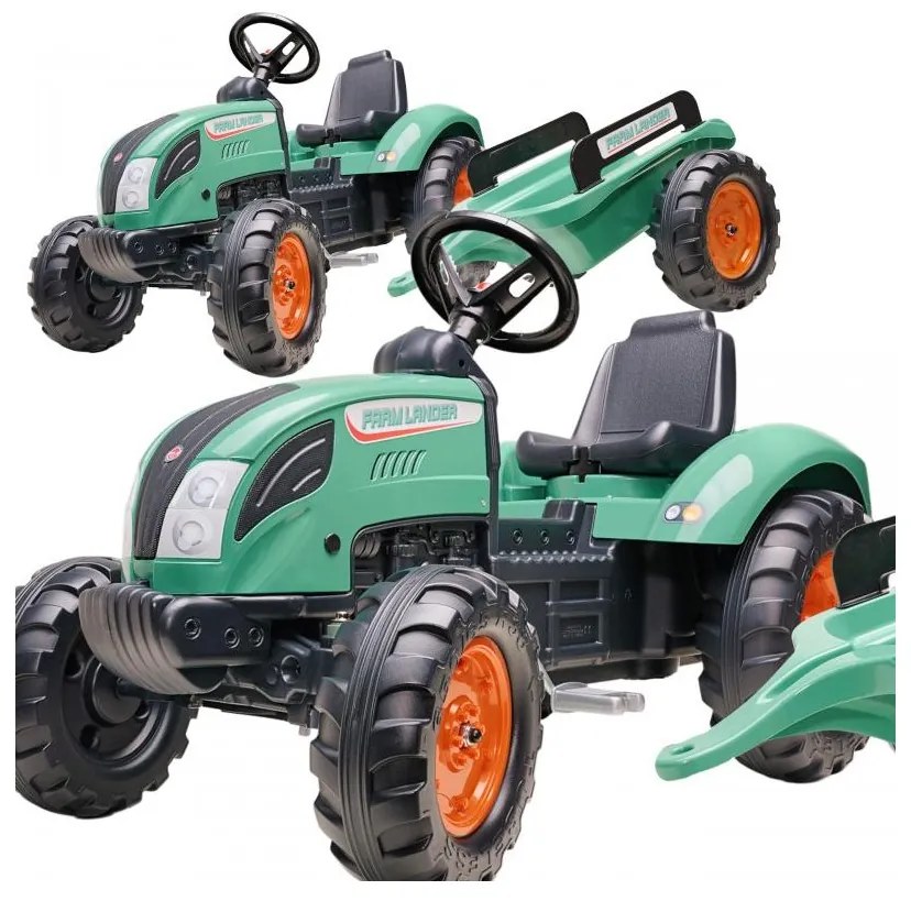 Falk traktor lander zielony na pedały z przyczepką od 3 lat