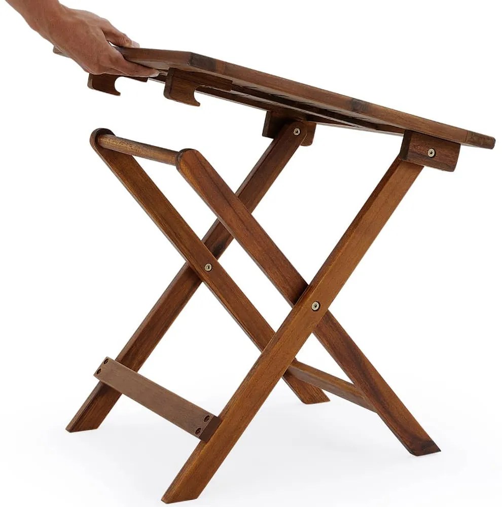 Casaria Stolik VITEK z drewna akacjowego, 46x46x46cm, brązowa