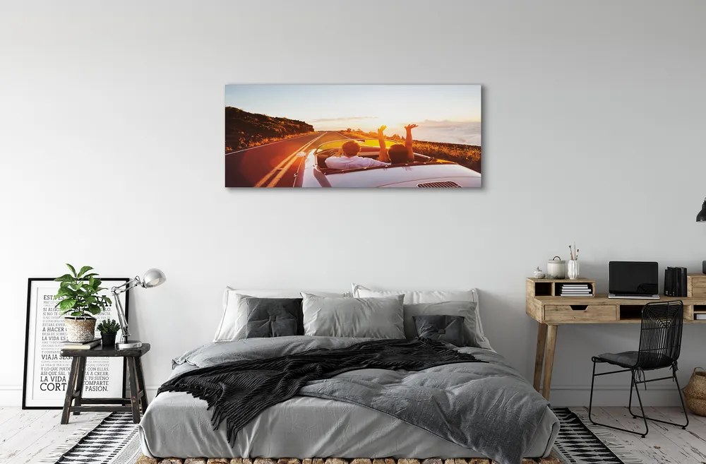Obraz drukowany na płótnie Droga, Auto i Ludzie