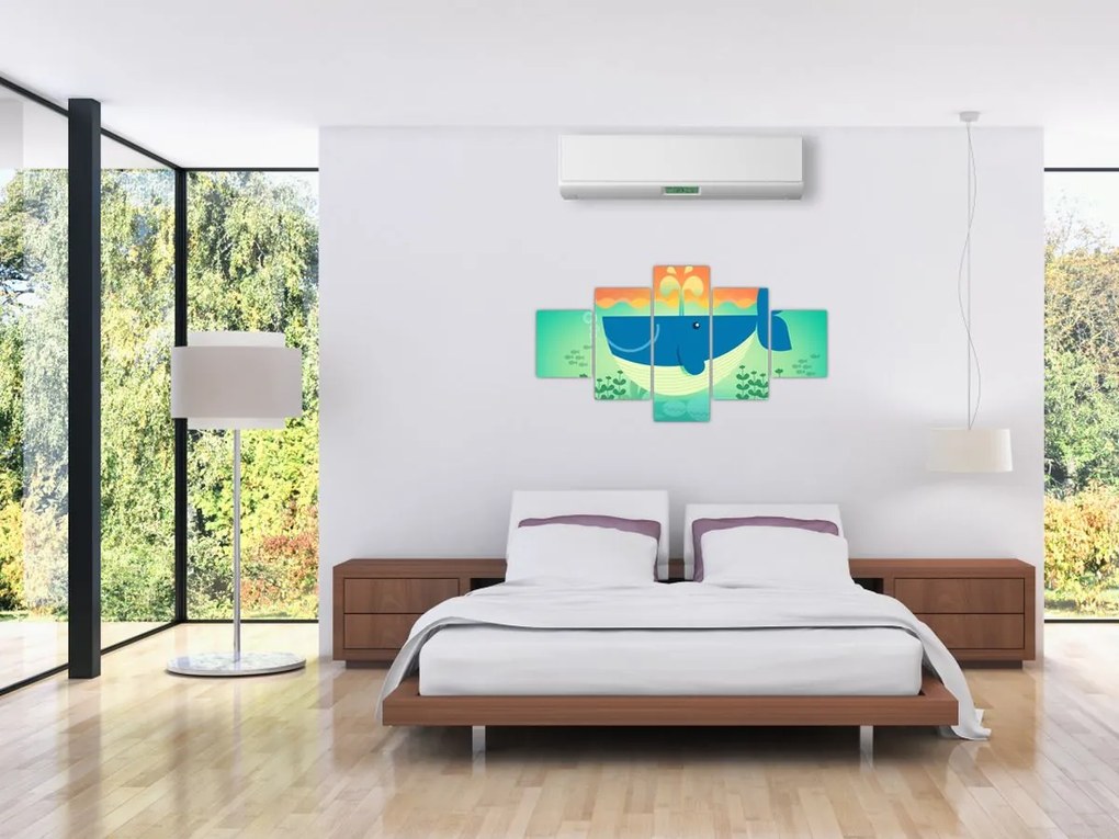 Obraz - Wesoły wieloryb w morzu (125x70 cm)