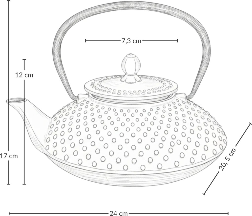 Czajnik żeliwny z zaparzaczem MIKA, 1250 ml