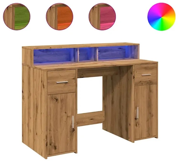 Biurko podświetlane 120 cm dąb artisan E7-A01