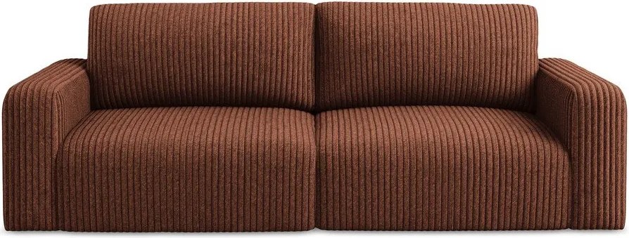 Sztruksowa rozkładana/ze schowkiem sofa w kolorze terakoty 252 cm Kona – Makamii