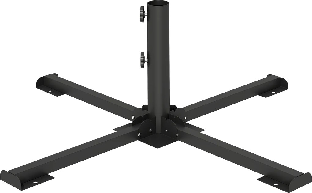 Outsunny Stojak na parasol składany na drążki o średnicy 38 i 48 mm, metalowa podstawa krzyżowa, ciemnoszary | Aosom PL