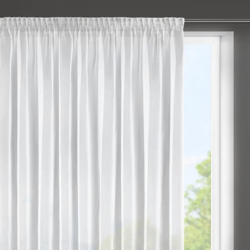 Firana nowoczesna błyszcząca na taśmie biała 350x150 cm