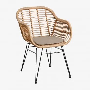 Zestaw 4 Krzeseł Jadalnianych Z Syntetycznego Rattanu Zole Czarna & Mokka Brąz - Sklum