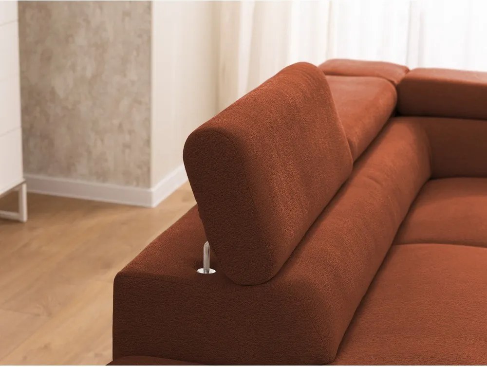 Narożnik z tkaniny szenilowej w kolorze terakoty (lewostronny/w kształcie litery L) Marbeya – Ropez