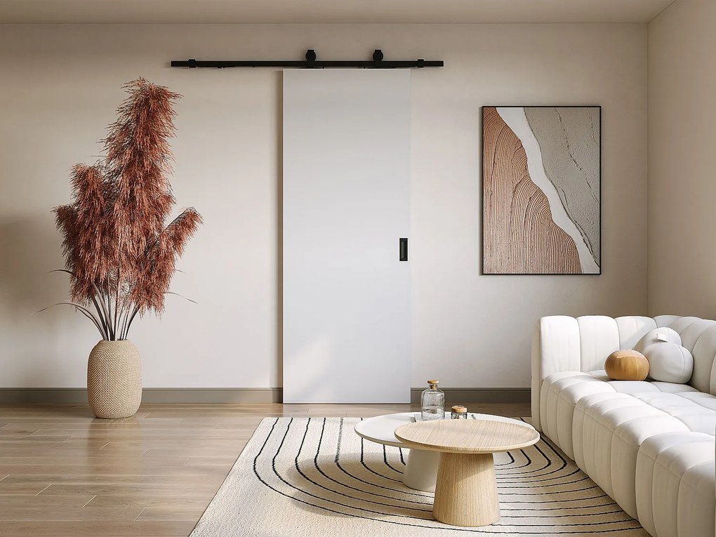 Drzwi przesuwne naścienne - wys. 205 x szer. 93 cm - MDF + białe PCV - VARIN II