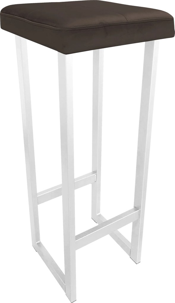 Hoker ALEX krzesło barowe tkanina Welur podstawa metalowa : Kolor Stelaża - Biały, Kolor tkaniny - VELVET - MG05, Wysokość - 90 cm