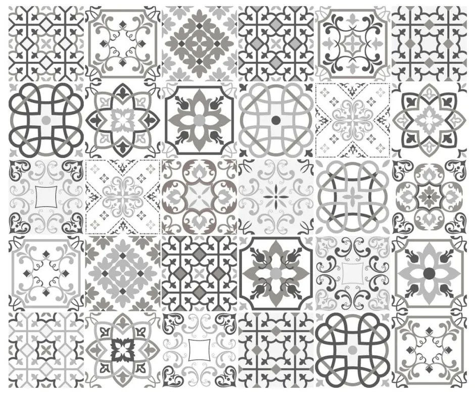 Zestaw 30 samoprzylepnych naklejek Ambiance Cement Tiles Shade of Gray Bari, 10x10 cm