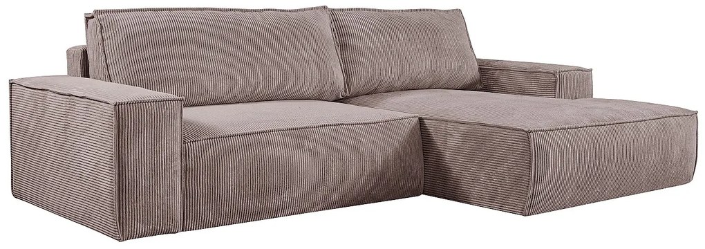 Kanapa narożna rozkładana z liliowego weluru AMELIA PASCAL MORABITO - Narożnik prawostronny